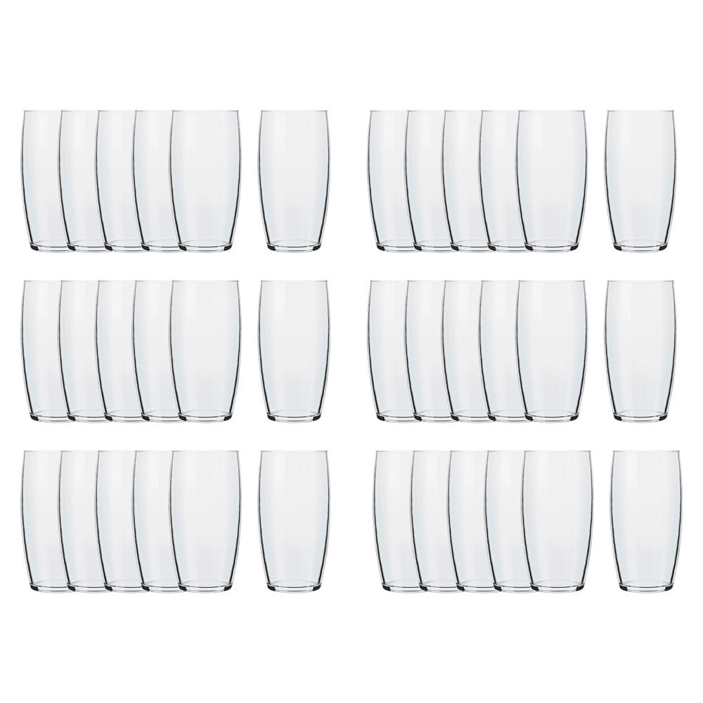 Kit 36 Copos Nadir Oca Long Drink de Vidro Liso 30
