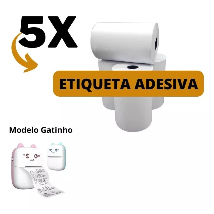Etiqueta Adesiva Para Mini Impressora Gatinho R