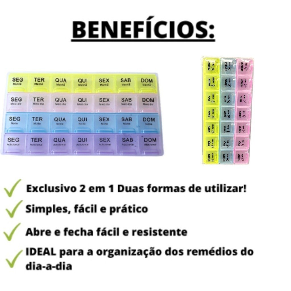 Porta Comprimido De 3 Fileiras 22x12CM Organizador