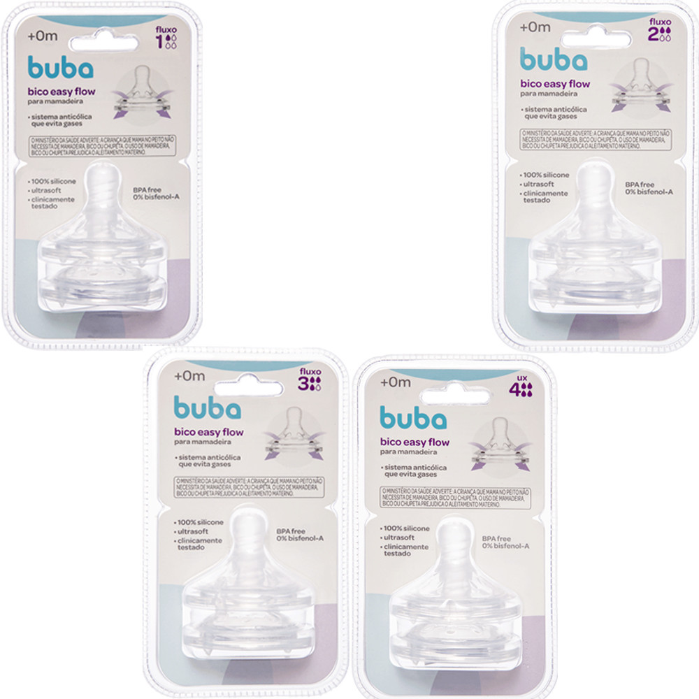 Bico Silicone Para Mamadeira Buba 2 unidades Easy 