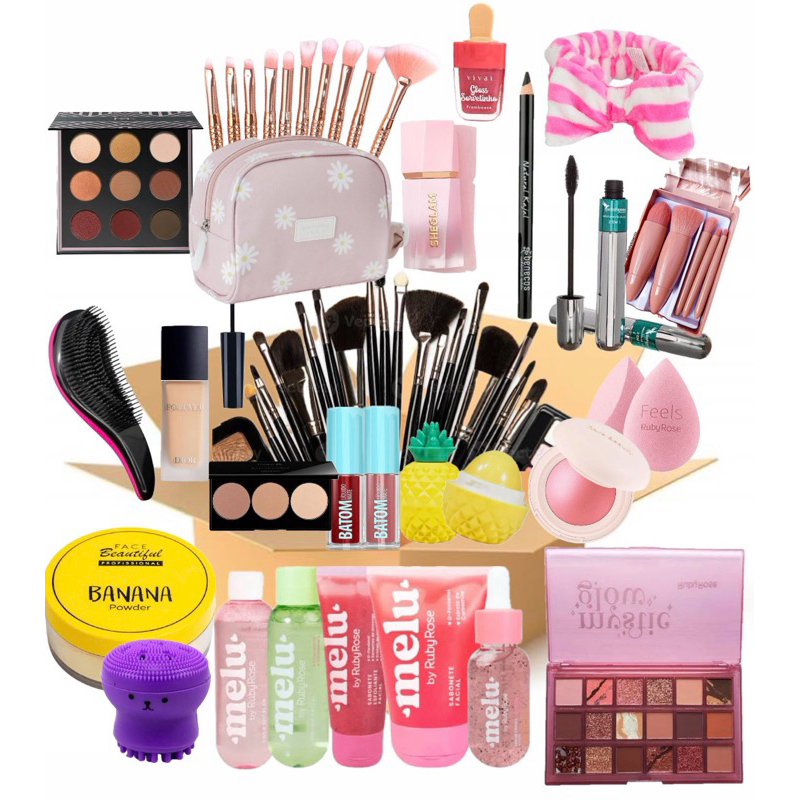 Kit Completo Maquiagem Melhores Marcas Com Gloss e