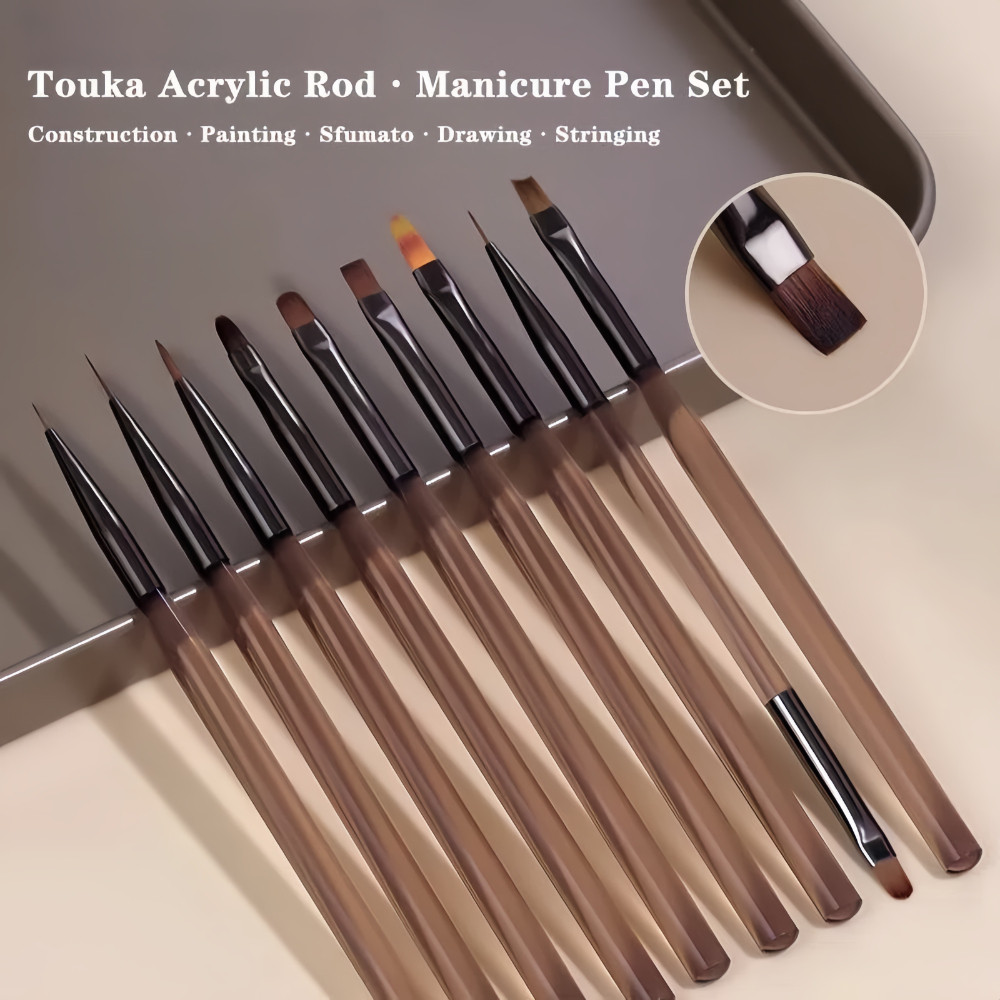Kit 9 Pincéis Para Arte De Unhas Conjunto De Ferr