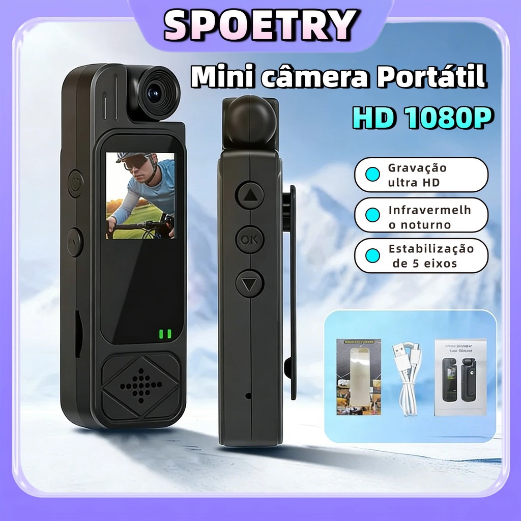 Mini câmera Portátil HD 1080P Do Projeto Grampo 