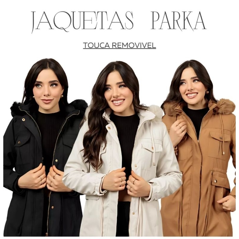 Jaqueta Parka de Sarja Forrada Peluciada outono e 