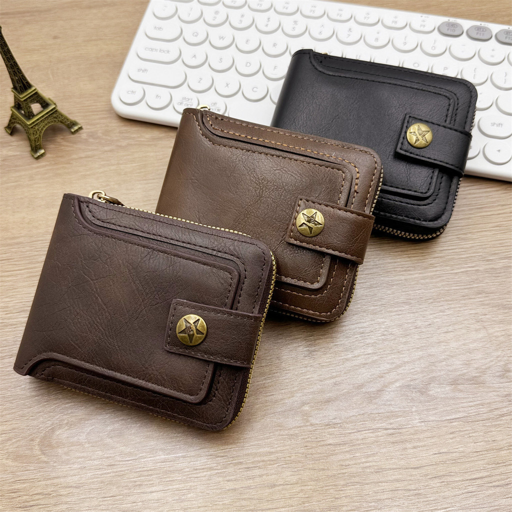 Carteira Masculina De Couro PU Vintage-Bolsa Curta