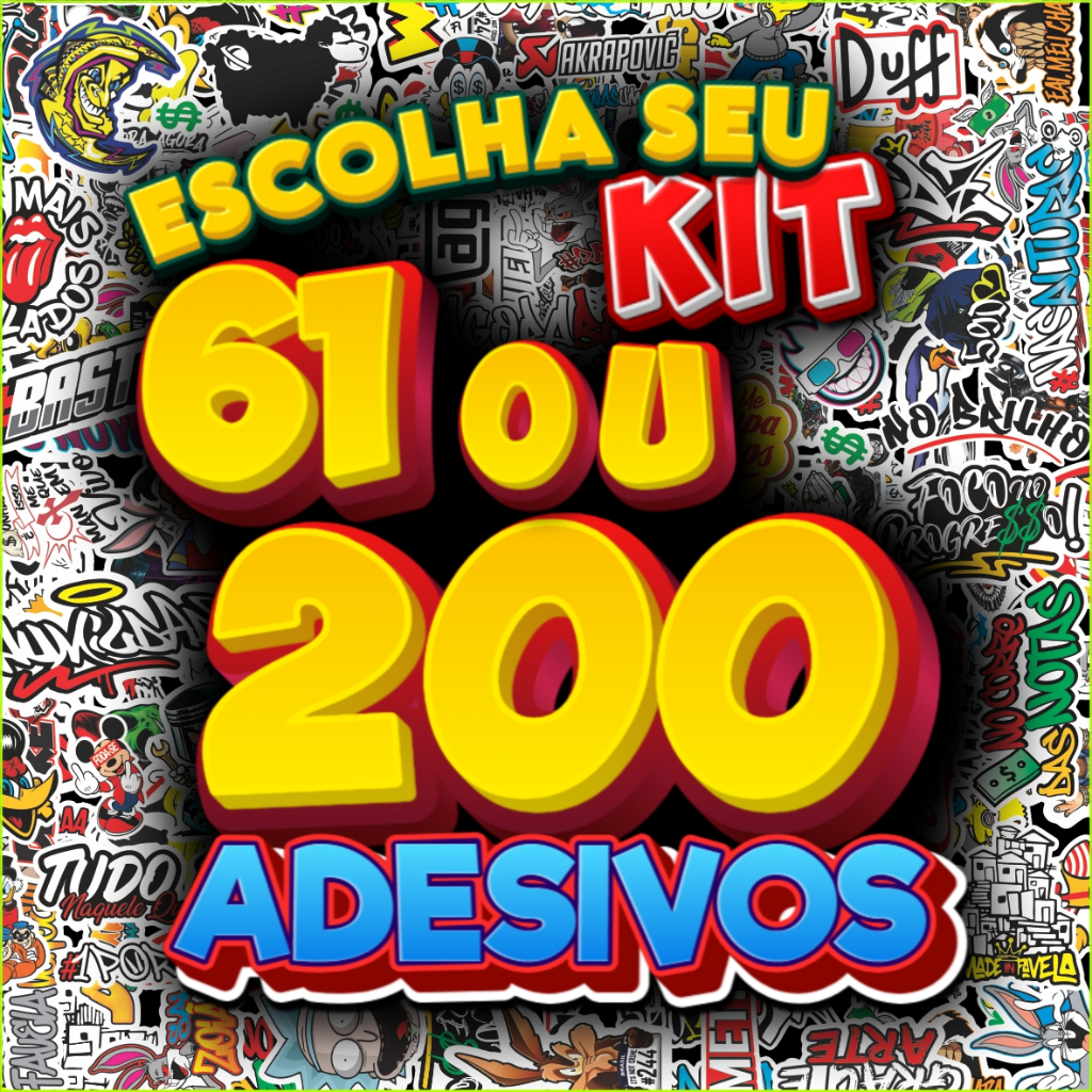 Kit 200 ou 61 Adesivos para Bike Moto Capacete Car