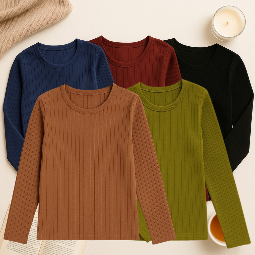 Kit Blusa Canelada Manga Longa Canelada Plus Size