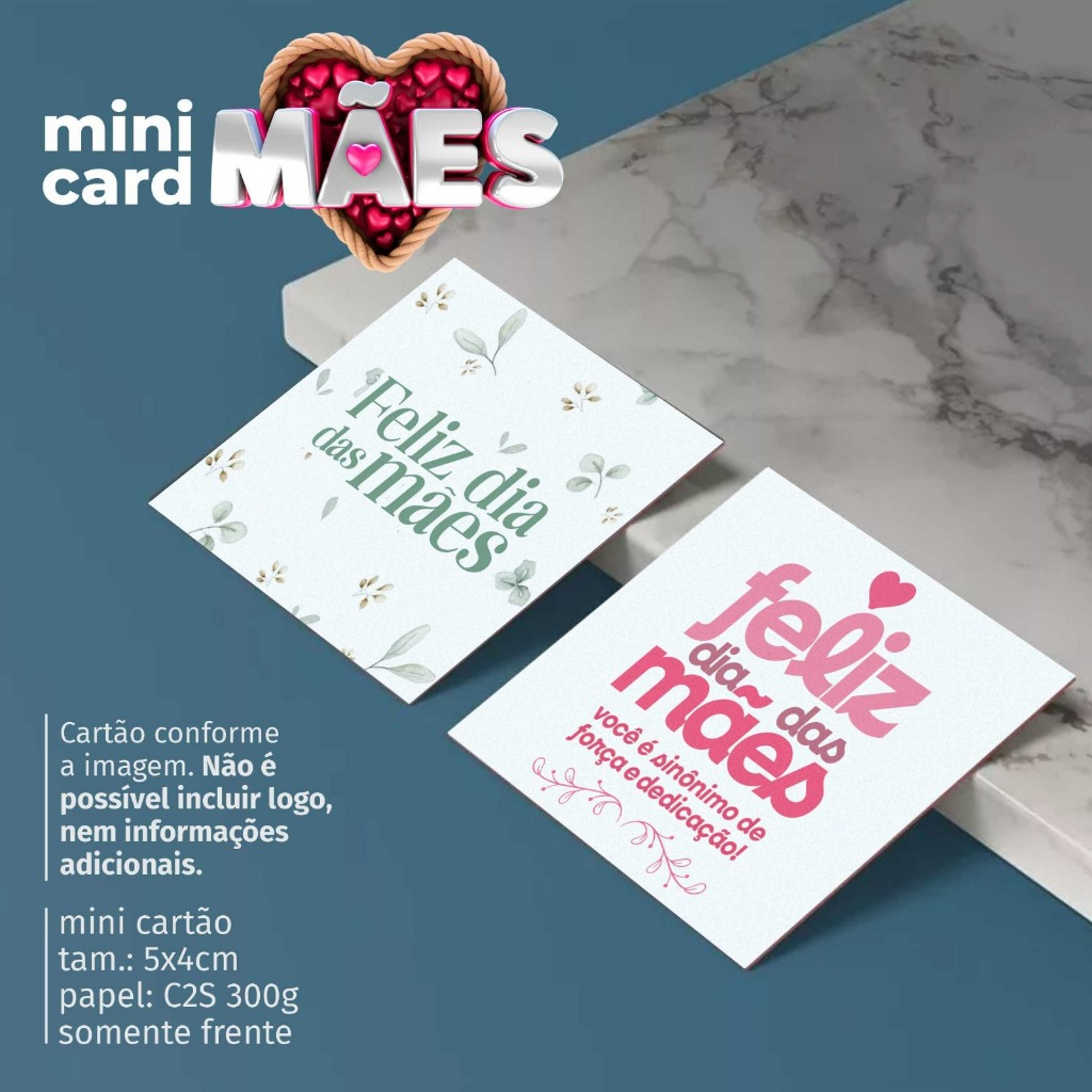 Mini cartão  Dia das Mães 5x4cm Papel C2S 300g c