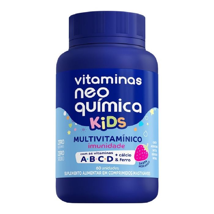 KIT COM 2 UNID VITAMINA KIDS MORANGO 60 COMPRIMIDO