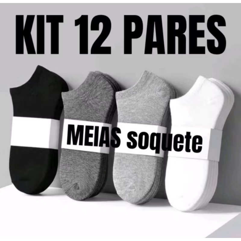 Kits de Meias Soquete Unissex Premium Masculina e 