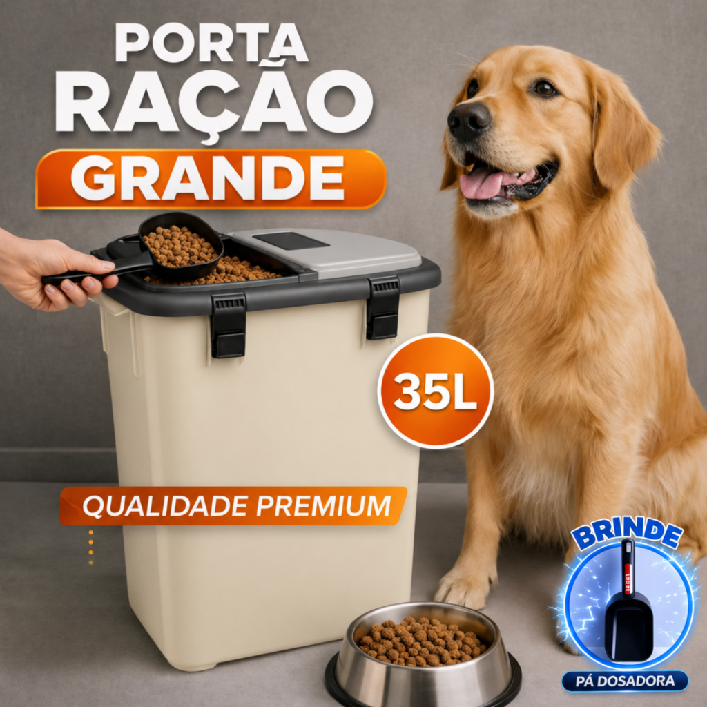 Container Porta Ração 15KG + Pá Dosadora Com 35