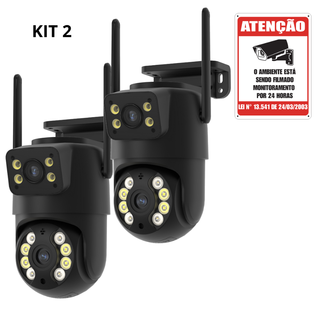 Kit 2 Câmera Externa Ip a Prova Dágua Wifi Dupla