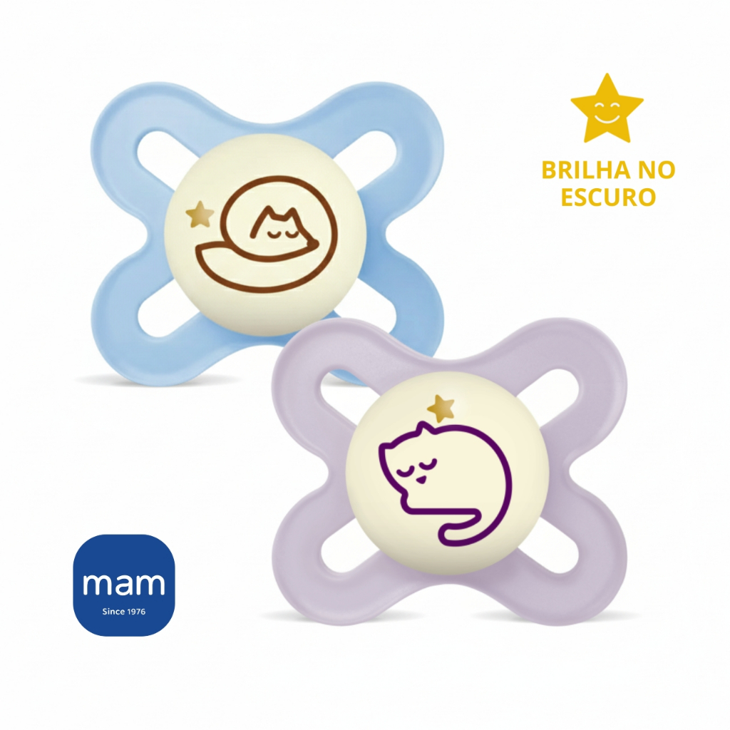 Chupeta MAM 0-2 meses Brilha no Escuro de Silicone