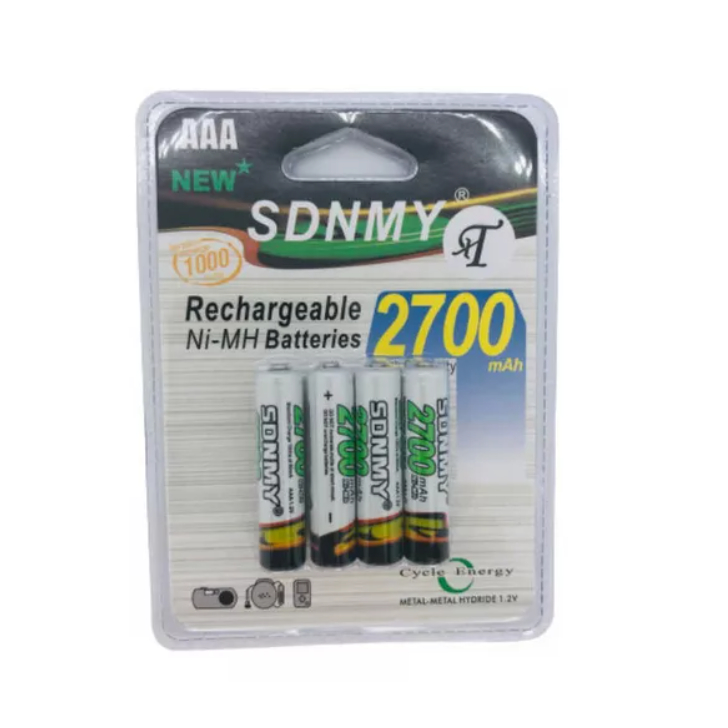 Pilha Recarregavel 2700mah AAA Palito Cartela Kit 
