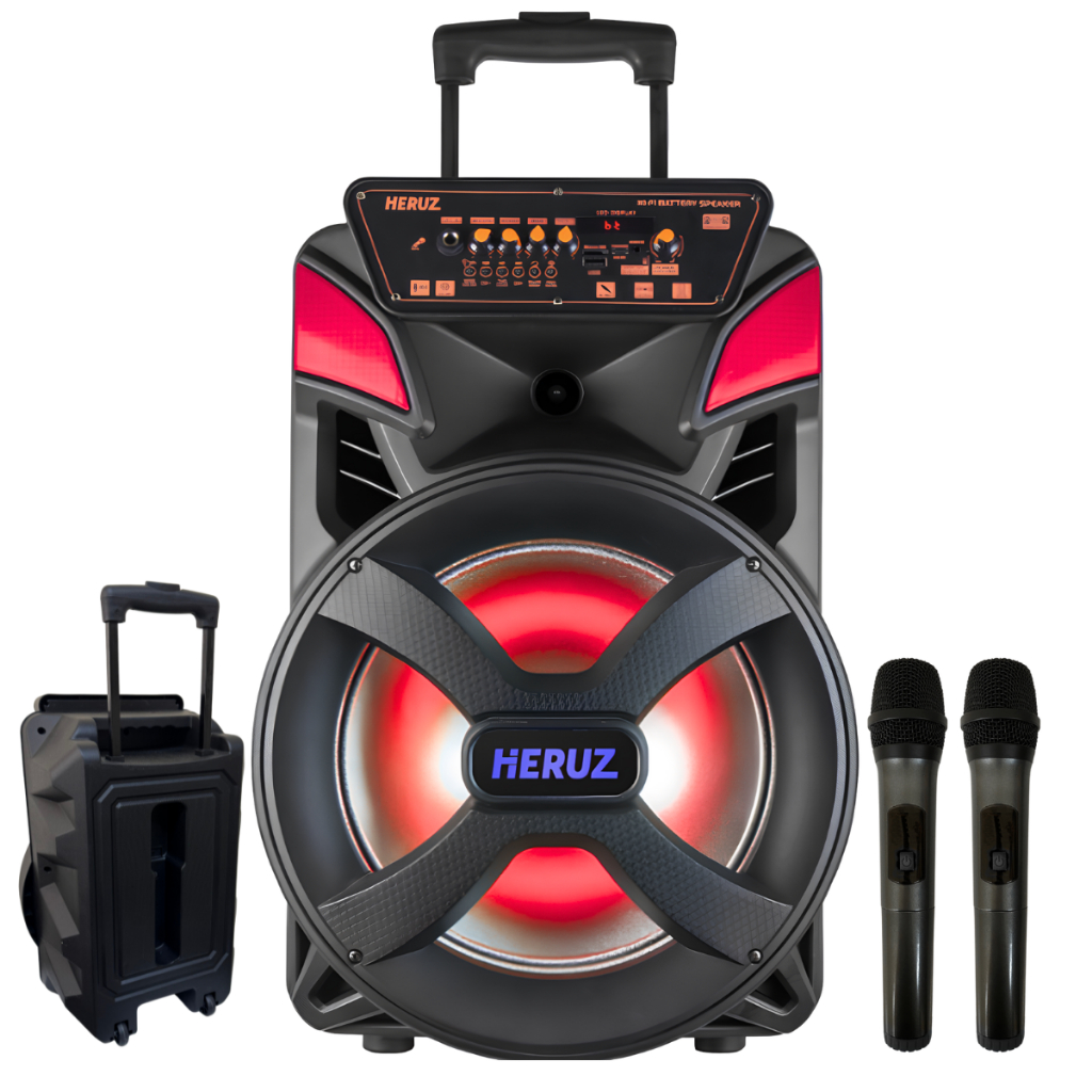 Caixa de Som Amplificada Grande 2000W PMPO + 2 Mic