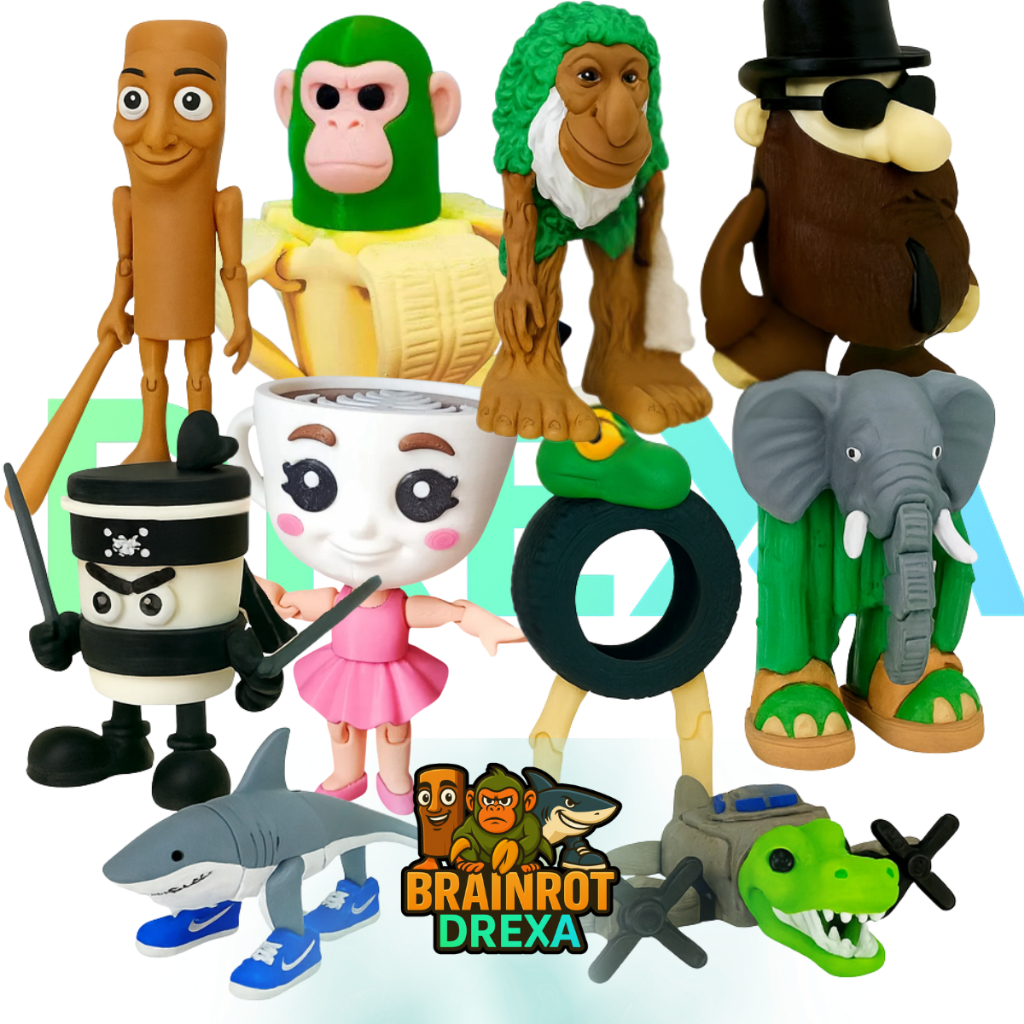 BRAINROT Italiano Boneco Brinquedo articulado Tung