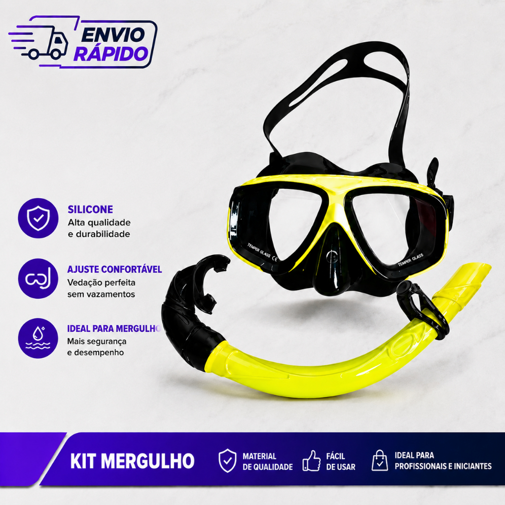 Kit Mergulho Máscara Respirador Profissional Ócu