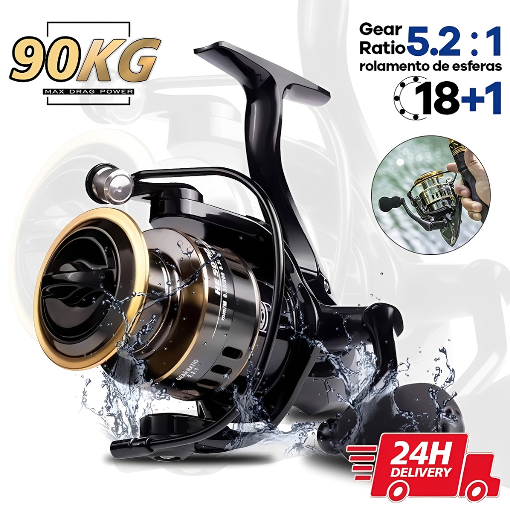 Molinete De Pesca De Metal EVA Max Arraste 10kg Ca