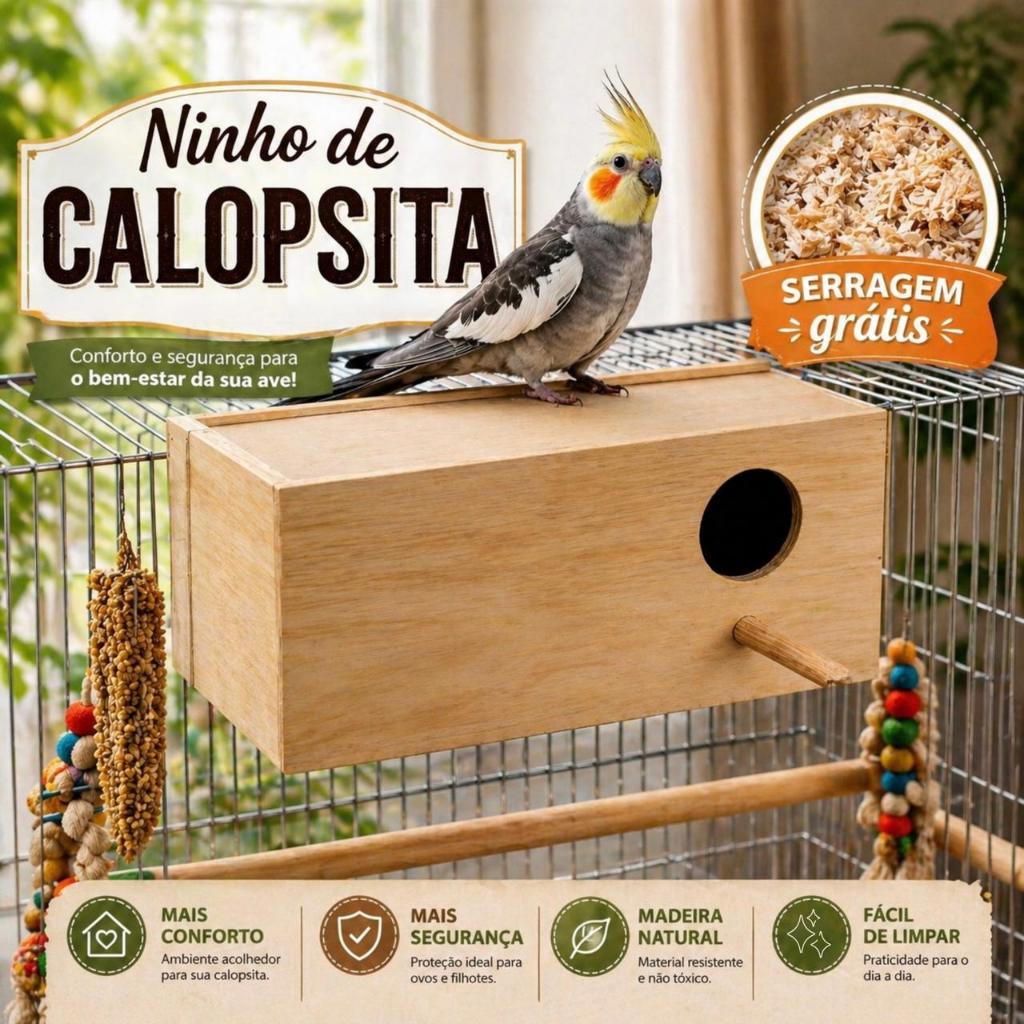 Ninho para Pássaro Passarinho Calopsita Com Ninho