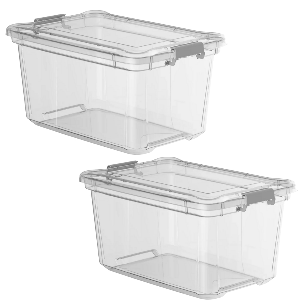 Kit 2 Caixas Organizadora Com Tampa e Trava Grande