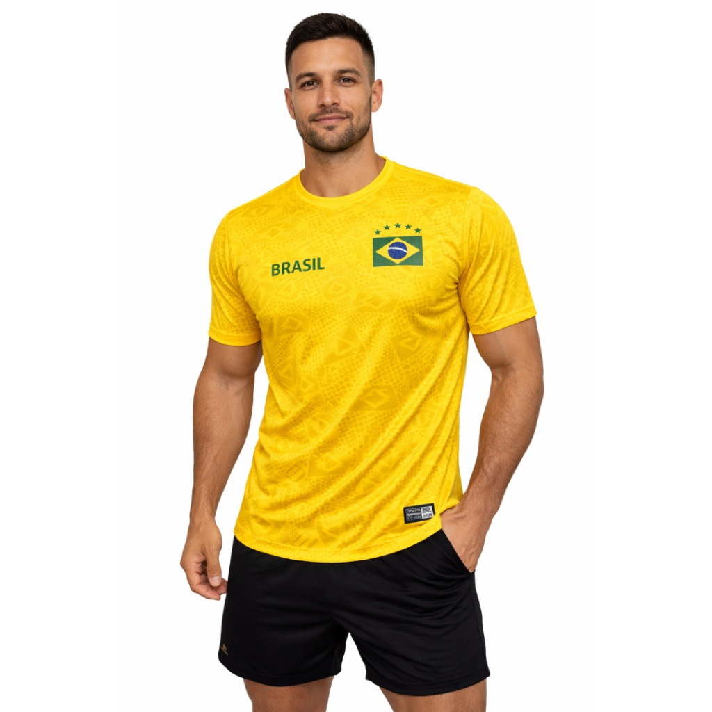 Camiseta Brasil Masculina Dry Fit Academia Futebol