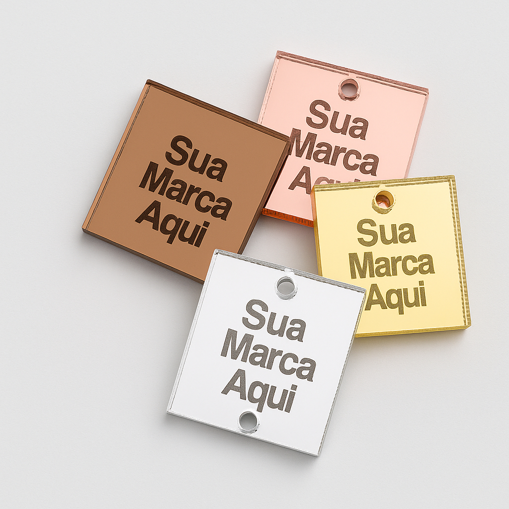 Tag Kit 30 Etiqueta Acrílico Espelhado Personaliz
