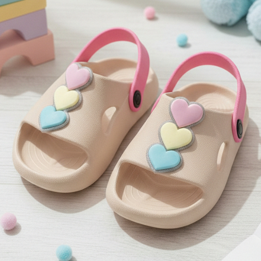 Chinelo Infantil Nuvem Slide Menina Coração Rapo