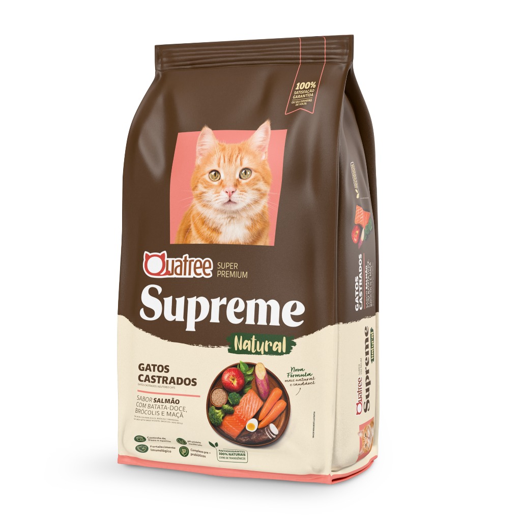 Ração Quatree Supreme Gato Castrado Salmão e Ba