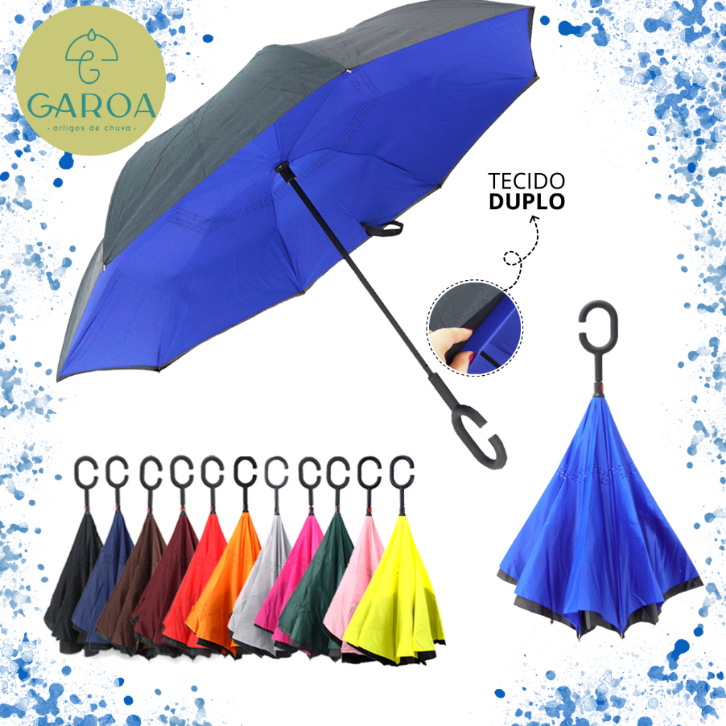 Guarda Chuva Invertido Tecido Duplo Impermeável R