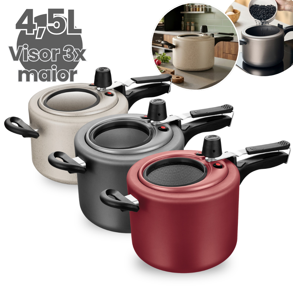 Panela de Pressão 4,5L Antiaderente com Visor de 