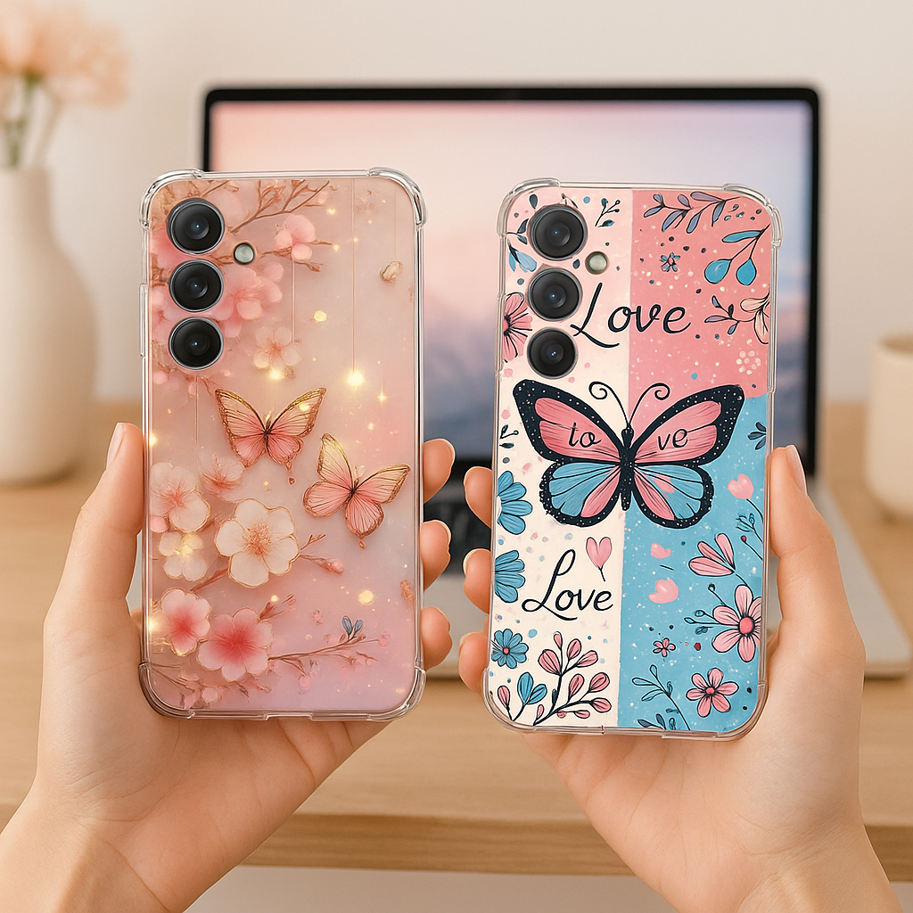 CAPA DE CELULAR HEX TPU DESENHO DE BORBOLETA DELIC