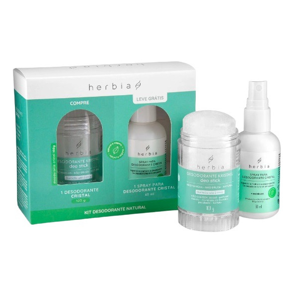 Kit Desodorante Pedra Sal Cristal Natural Herbia 1