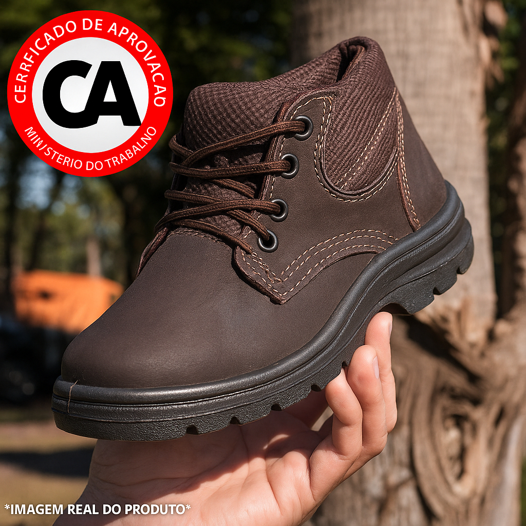 Bota de Segurança Masculina CA Couro Nobuck Marro
