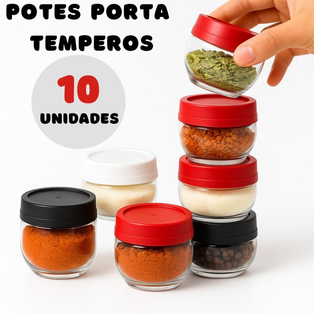 Porta Tempero Empilhável Potes 155ml Organizador 