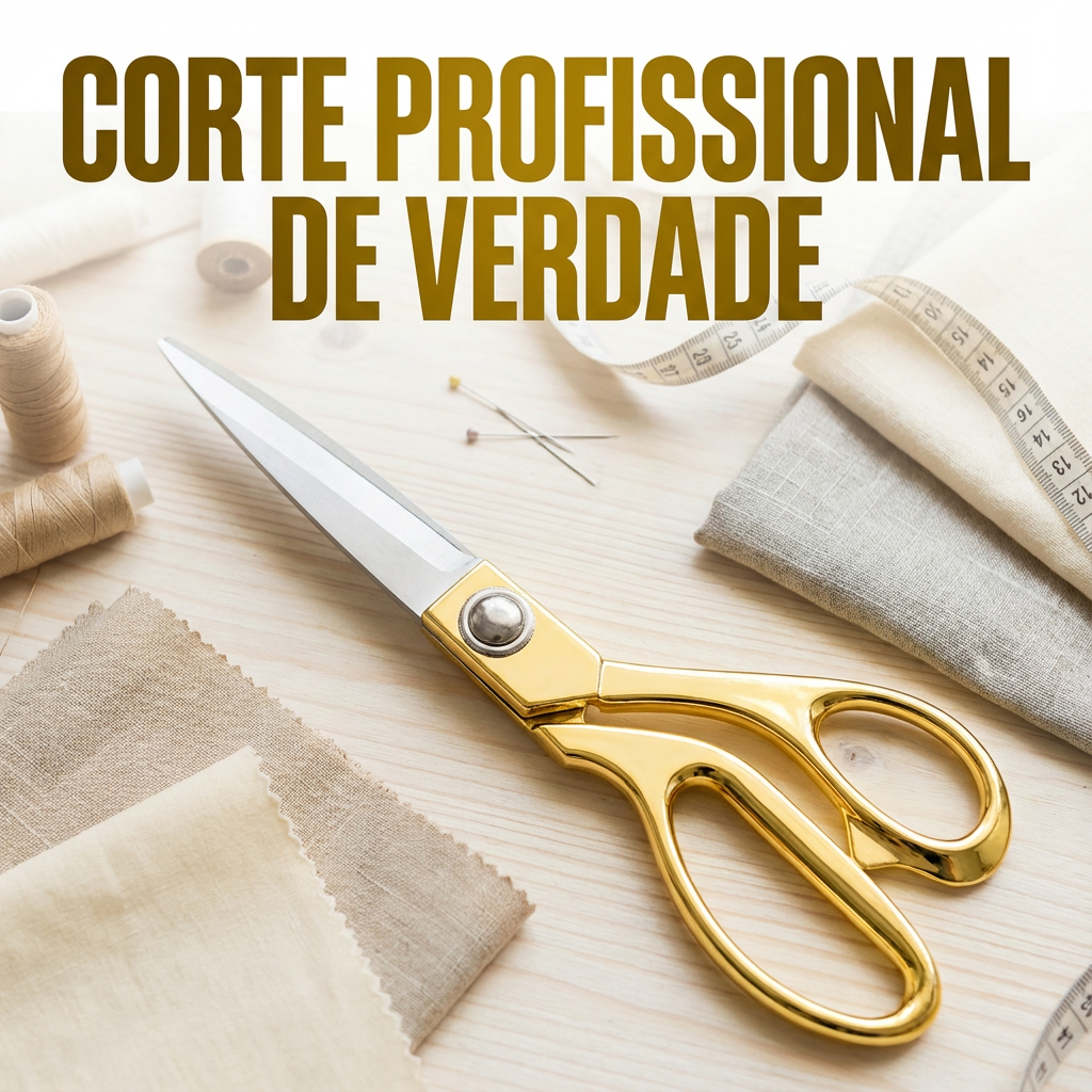 Tesoura Alfaiate Costureira Aço Inox Dourada Cort