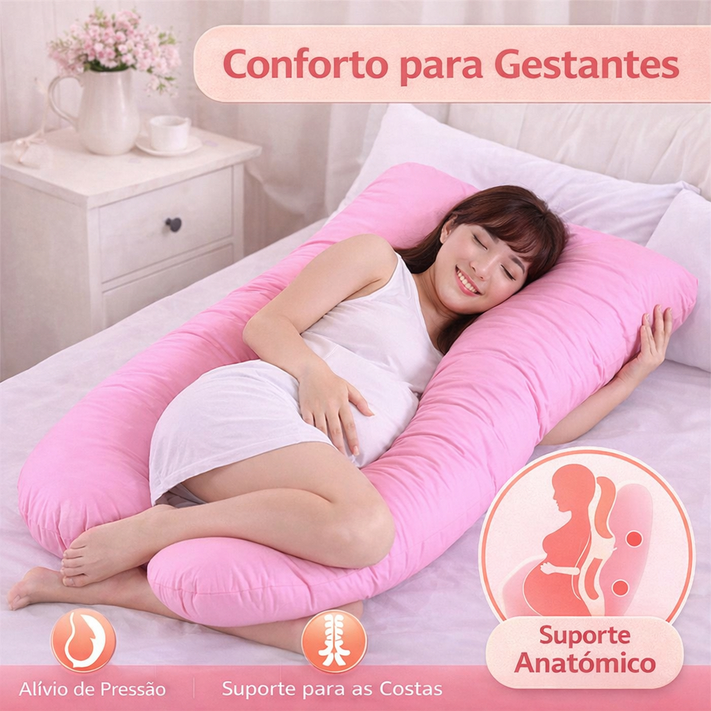 Travesseiro para Gestante em U 1,20m Almofada de G