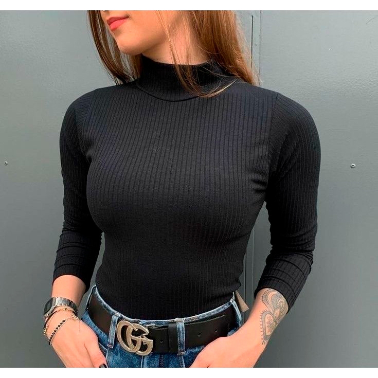 Blusa de Frio CACHARREL Feminina Gola Alta Manga C