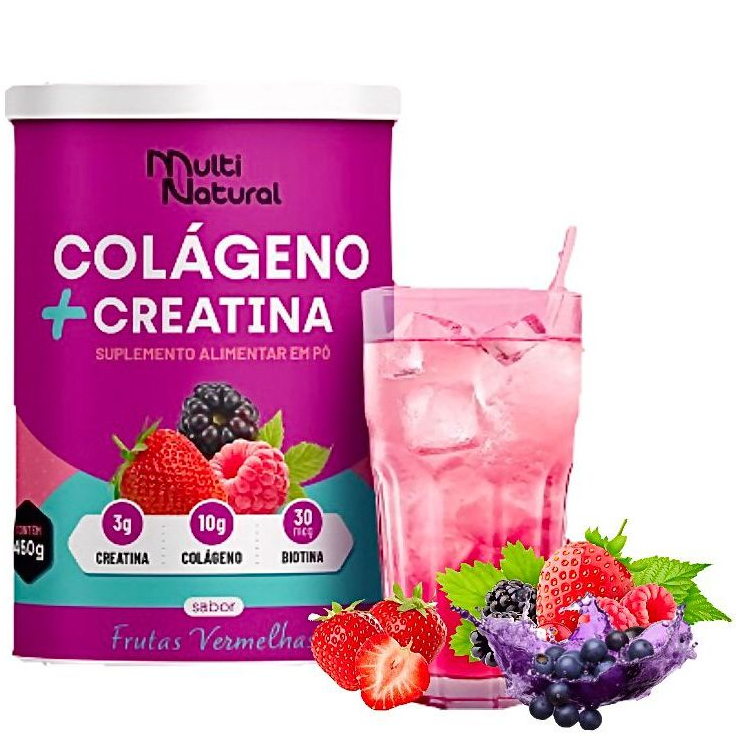 COLÁGENO + CREATINA SABOR FRUTAS VERMELHAS 450g &