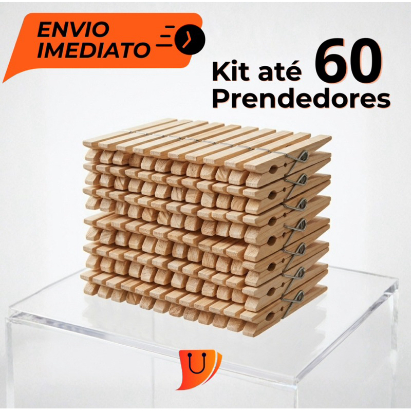 KIT Pregador de Roupa Madeira Reforçado  12/24/36
