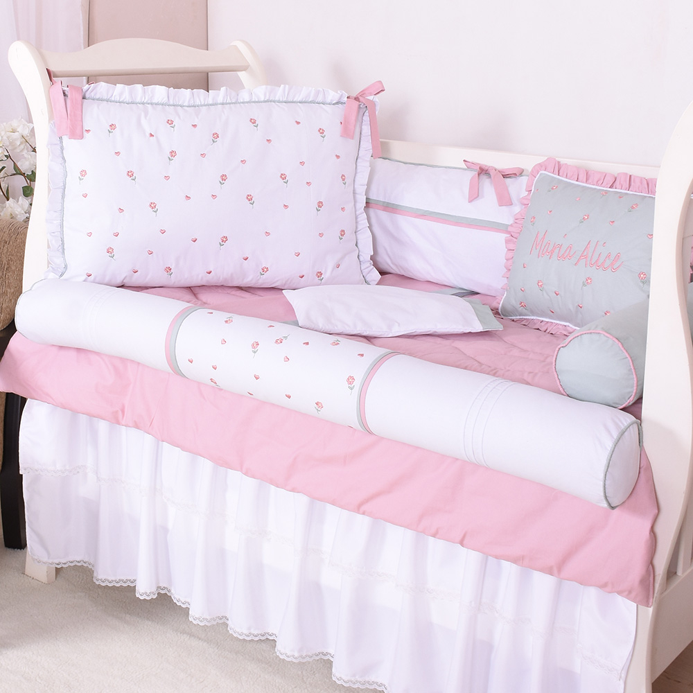 Kit Berço Personalizado Toque de Amor Branco/Verd