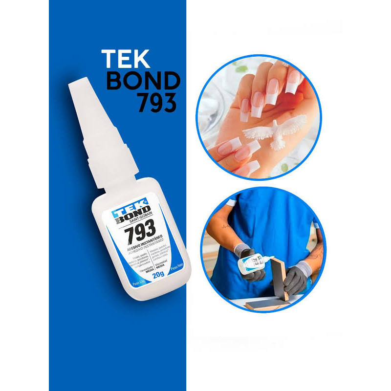 Kit Cola Instantânea Tek Bond 793 20g / Unha Para