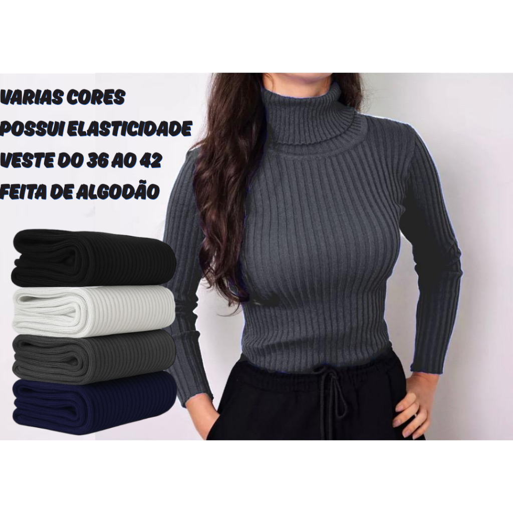 Blusinha Cacharrel Modal Tricô Manga Longa Invern