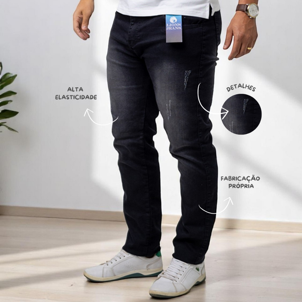 Calça Jeans Masculino Slim Premium Elastano Traba