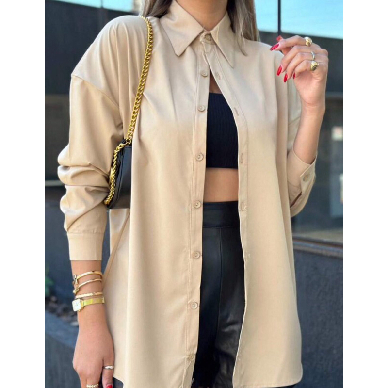 Camisa Feminina Manga Longa Social Com Botão List