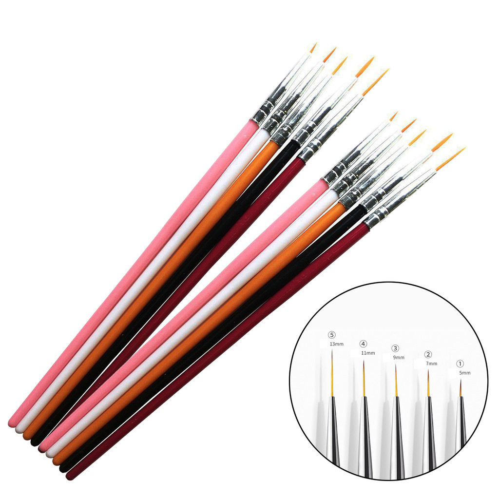 Kit 10un Pincéis Ultra Fina Para Decorar Unhas Ma