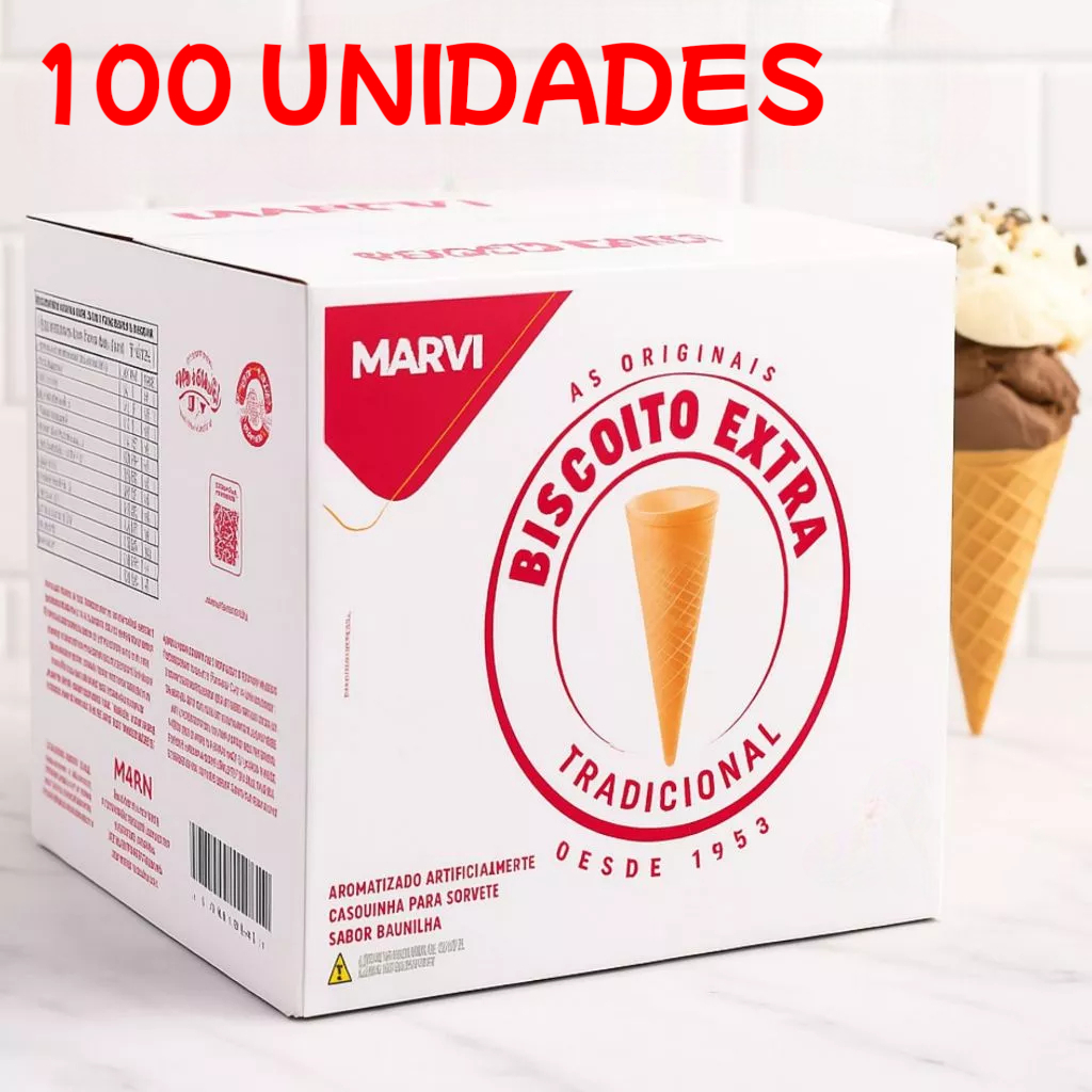 Casquinha Biscoito EXTRA Marvi Sorvete ou Cone Rec