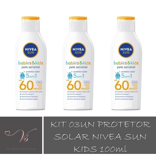 Kit com 03un Protetor Solar NIVEA SUN Kids Sensiti