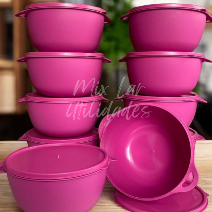 Kit com 10 potes redondos plástico bol para cozin