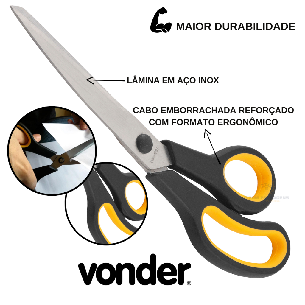 Tesoura Uso Geral Aço Inox 25cm Vonder Multiuso C