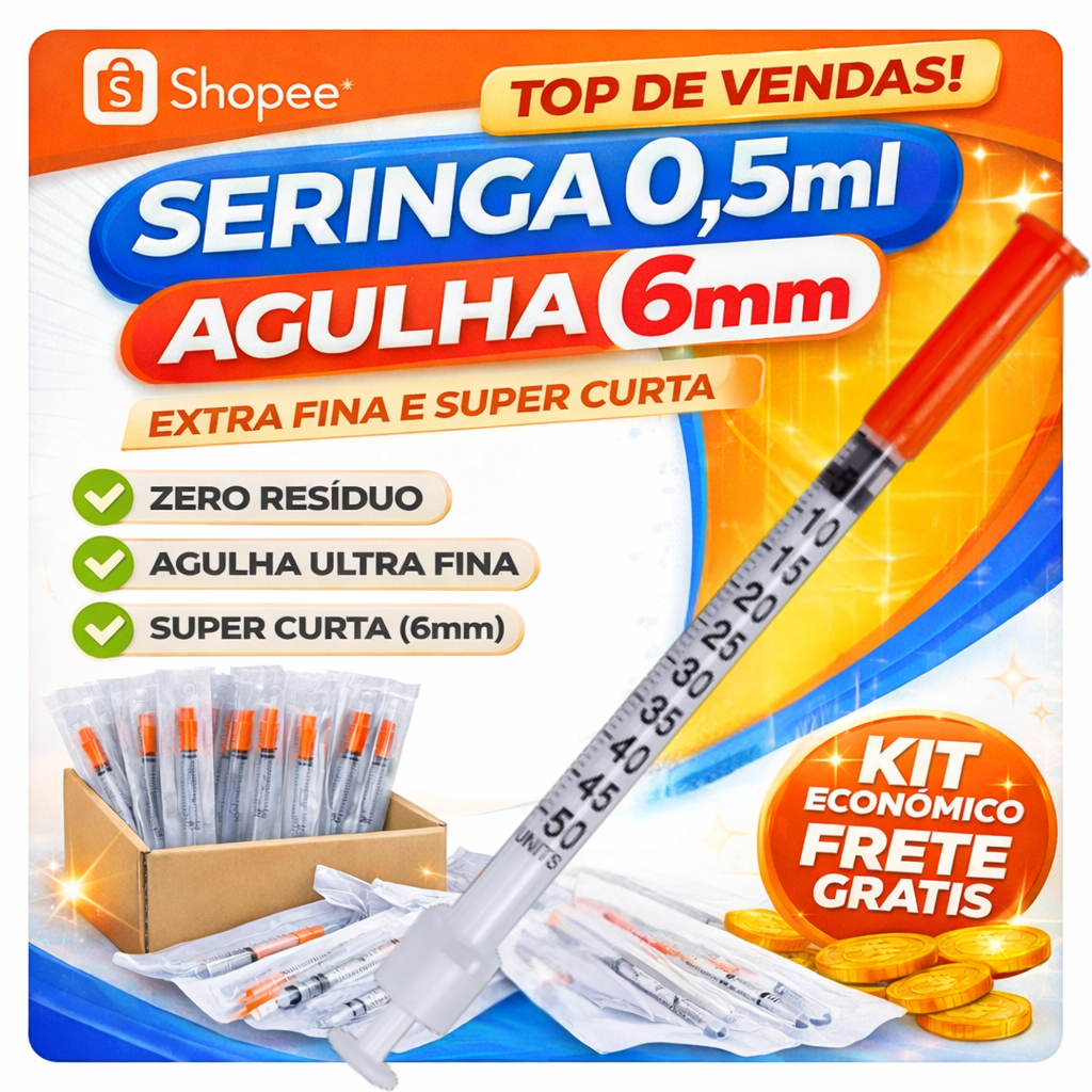 Seringa De Insulina 0,5ml C/ Ag. Fixa 0,25mmx6mm U